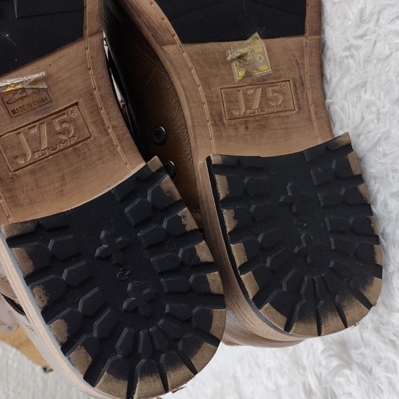 J75 by Jump Deploy Brown Faux Leather Canvas Round Cap Toe Lace Up Combat Boot - Picture 10 of 16